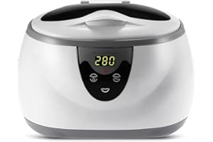 MMOBIEL Detergente ultrasonico per gioielli, macchina ad ultrasuoni con timer digitale per elettronica, occhiali, orologi, anelli, diamanti, parentesi graffe, pulizia dei denti incluso cestino,