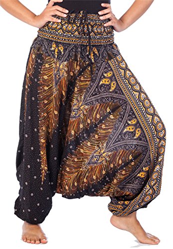 LofbazWomen's Peacock 2 in 1 Harem Trousers Jumpsuit