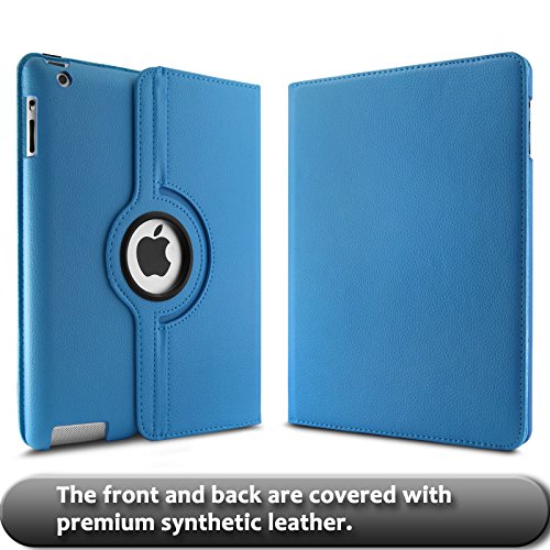 iPad 2 3 4 Hülle,Infiland PU Ledertasche lederhülle 360°Drehbarer Stand Smart Cover Case Schutzhülle Tasche Etui für Apple iPad 2,iPad 3, iPad 4(mit Auto Schlaf / Wach Funktion)(Hellblau) - 2