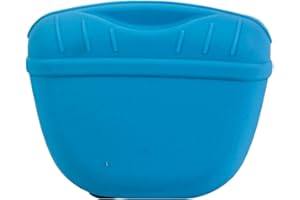 DERDOUT 1PCS Dog Treat Pouch,Clip on Portable Training Container，Silicone Dog Training Bag Portable Dog Treat Bags with Magnetic, Closing and Waist Clip, Blue