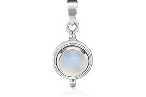 Unique Gems Colgante clásica Piedra de luna arcoíris 2.1 quilates Plata de ley 925