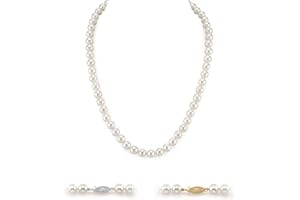 The Pearl Source 14K Gold AAAA Quality White Freshwater Cultured Pearl Necklace for Women in 24" Matinee Length