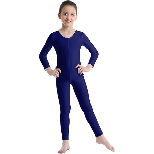 Agoky Body Danse Classique Enfant Fille Justaucorps Gymnastique Compétition Collant Léotard Ballet Bodysuit Sans Manche Jumpsuit Pleuche 3-12 Ans Bleu Marin 5-6 Ans