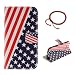 Produktbild Schutzhülle für Samsung Galaxy J5 2015 J500, GOCDLJ Ultra Thin PU Leder Flip Cover Tasche Ledertasche Handytasche Hülle für Samsung Galaxy J5 2015 J500 Buchstil Handyhülle Protective Case Etui Bumper Schale Wallet vollständig schützende mit Magnetverschluss Ständerfunktion ID Karte Slots Pouch Soft Silikon Backcover Rückseite shell kunstlederhülle Samsung Galaxy J5 2015 J500 + Chinesischer Stil Rote Armbänder Design Amerikanische Flagge