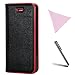 Produktbild iPhone 5 Hülle, iPhone 5S Ledertasche, YFZYT iPhone SE Buch Stil Wallet Case mit Kratzfest TPU Innenschale, Folio Flip Case mit [Magnetverschluss][Kreditkarteninhaber][Standfunktion] für 4.0" Apple iPhone 5/5S/SE - Schwarz