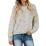 ITISME Damen Strickjacke Damen aus der Schulter Pullover lässig gestrickt lose Lange Ärmel Pullover