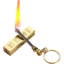 2 Llaveros Encendedor De Cerilla Permanente - Impermeable, Reutilizable 10,000 Veces, Diseño Barra De Oro Para Camping Y Emergencias
