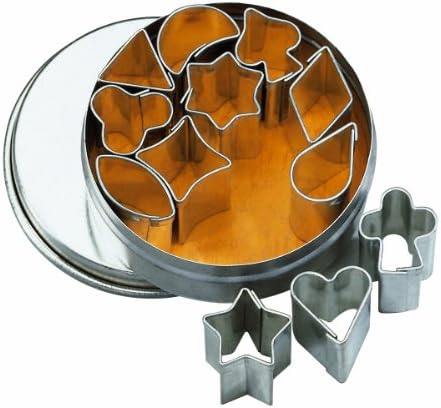 Birkmann 170445 12-Piece Mini Garnishing Biscuit Pastry Cutter Set 1-1.5 cm in 5 cm Pastry Cutter Ring Tinplate