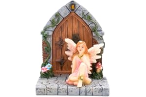 GADGETZONE Garden Mile® Magical Forest Pink Fairy Secret Door Garden Ornaments Magical Fairy Garden Scene Pixies Elf Majestic Garden Decor