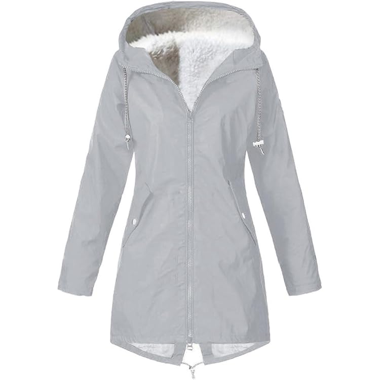 Parka Hiver Femme à Capuche Double Polaire Veste Mi Longue Epaisse Chaude Couleur Unie - Rose Rose - Prêt-à-Porter