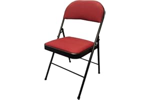 META FURNITURE Meta Steel Frame with Fabric Seat Padded Office Work Study Part Dining Folding Chair (1, Red)