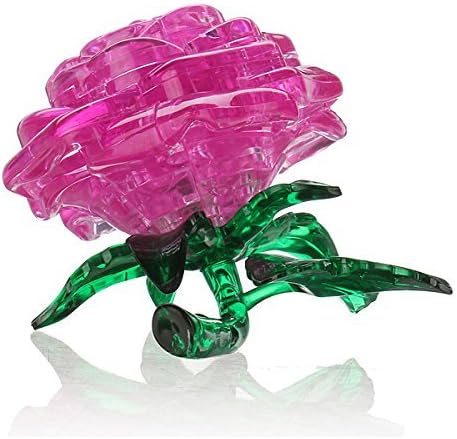 Gleader 3D Crystal Puzzle Cube Block Jigsaw Model DIY Rose IQ Toy Furnish Gift Gadget pink