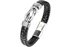 Jewellbox Men's Infinity Knot Leather Bracelet, Mens Leather Bracelet with Magnetic Clasp