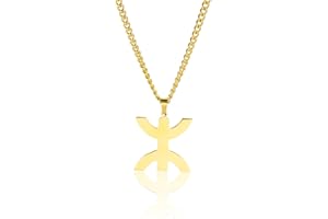 VASSAGO Collier en acier inoxydable avec symbole berbère africain Collier ethnique berbère islamique musulman arabe Cadeau pour homme et femme