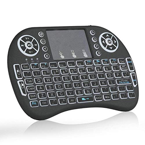 Mini Teclado inalámbrico con Panel táctil - Teclado QWERTY Bluetooth, Teclado retroiluminado portátil para iPad, portátil, PC, tabletas, Mac, TV, Xbox, PS3, Color Negro
