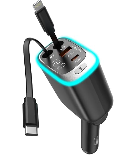 Chargeur de voiture rétractable 4 en 1, 120 W, ciel étoilé, chargeur de voiture 4 en 1, projecteur de voiture, chargeur de téléphone portable, allume-cigare USB C avec câbles de 80 cm