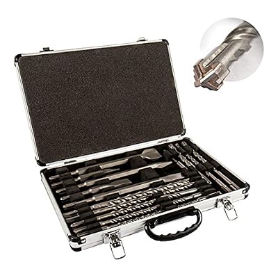 Stier Taureau SDS-Plus Foret à & burins | SDS-Plus Burin pointu – SDS Plus Burin plat – SDS-Plus Burin large – SDS-Plus Foret à 260 mm – 210 mm – Set de 17 Pièces Dans Coffret métal pratique