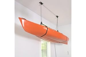 StoreYourBoard Kayak and Canoe Ceiling Pulley System, Garage Mount Storage Hoist, Heavy Duty Holds 150 lbs, Indoor Organizer