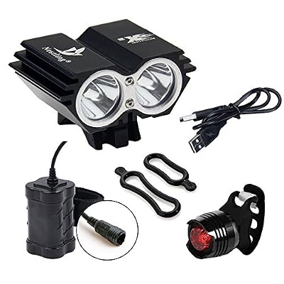 BYBO imperméable à l'eau 5000 Lumens 2x CREE XML U2 LED cycliste à vélo lampe à phare + 8,4V 6400Mah batterie étanche + 1 x chargeur arrière gratuit + chargeur USB