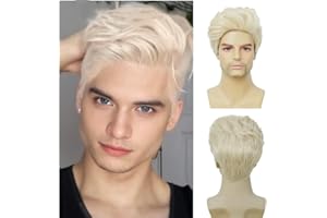 ‎SIUDUS Siudus Herren Blonde Kurze Perücke Natürliche Geschichtete Synthetische Flauschige Haar Perücke Hitzebeständige Tägliche Perücke für Männlichen Kerl (Blonde)
