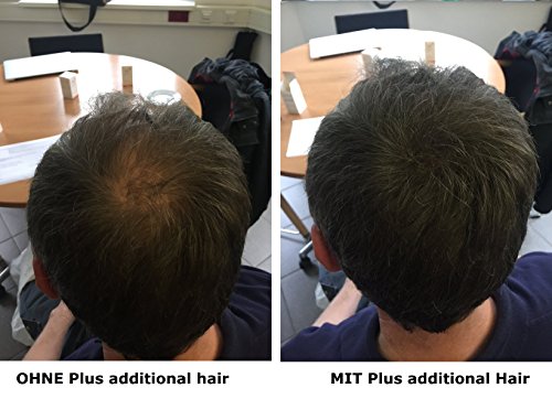 Plus additional hair Haarauffüller für Männer & Frauen – mit Soforteffekt – 25 g – gegen Teilglatze – verschiedene Farben – Haarverdichtung (schwarz) - 4