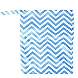 PIXNOR Welle Muster abwaschbar wiederverwendbar wasserdichte RV Baby Tuch Windel Windel Tasche nass-trocken-Tasche Tote mit weichen ausrichten Griff (blau) - 4