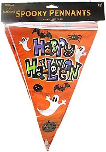 VALUE TWIN PACK Spooky Pennants Happy Halloween Bunting Indoor/Outdoor Party Decoration Banner Total 22 Flags 24 Foot