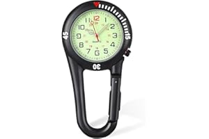 YUFFQOPC Taschen-Taschenuhr, leuchtendes Gesicht, FOB-Uhr, Clip-On Uhr, Sanitäter, Uhr, Edelstahl, FOB Sanitäter, Uhr, 30 m wasserdicht, Clip-on Quarzuhr, Krankenschwesteruhr für Ärzte & Klettern