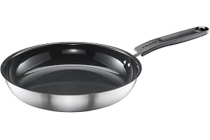 Fiskars Stekpanna, Ø 26 cm, Belagd Stekpanna, lämplig för alla spisplattor | Lämplig för alla spisar, återvunnet rostfritt stål, funktionsform, silver/svart, 1072311