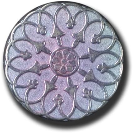Knopfparadies Sewing Buttons - Set of 5 Fancy Metal Buttons, Floral Design Multocoloured Metal - Colour: Silver, Light Blue, Purple, Ø approx. 15mm
