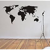 Wandaufkleber Wandtattoo Weltkarte World Länder Kontinente Wandsticker Sticker Wanddeko 3 Größen 20 Farben zur Auswahl