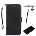 Produktbild Huawei Mate 9 Hülle, Huawei Mate 9 Schutzhülle, Alfort 3 in 1 Lederhülle Fashion Design Premium PU Leder Hohe Qualität Tasche Case Cover Kasten Abdeckung Wallet für Huawei Mate 9 5.9" Smartphone Funktion Standfunktion Unterstützte Telefone und Magnetverschluss mit Schmetterling ( Schwarz ) + Alfort Schwarz Stylus Pen + Netter Staub Stecker