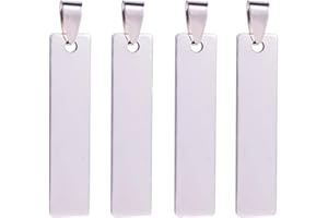 BENECREAT 20 Pack Colgante de Acero Inoxidable Etiqueta para Estampación Accesorios de Manualidad para Fabricación de Pulsera Collar - Rectángulo