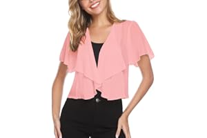 Gyabnw Coprispalle Donna Elegante Cardigan Casual Estivo Corto Donna in Chiffon Traspirante Cardigan a Manica Corta in Pizzo Bolero Leggero Shrug