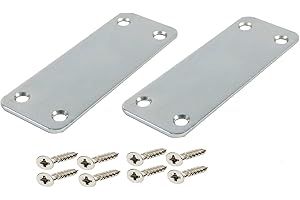 SCARFELL 2 pcs x Kitchen Door - Door and Drawer Jointing Connecting Steel Plates, Flat Brackets for Furniture Repair and Reinforcement + Screws