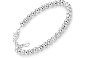 SAGA GIOIELLI Bracciale Uomo Donna Lunghezza 18 + 3 cm Acciaio Unisex Confezione Regalo Sfere 4 MM