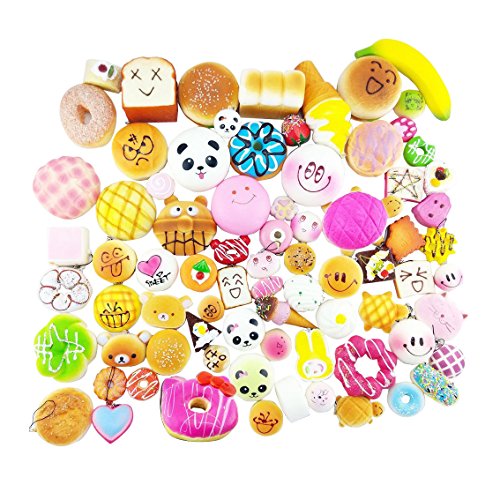 pack of 15 Cute Soft Squishy Foods,Panda Bread Cake,Charm Gift,Cell Phone Straps