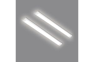 HUMIGA 2 Pack 3FT LED Batten Light, 30W Slim Profile Wide Tube Lighting for Ceiling of Indoor Home Garage Shop Office, PC Body,Neutral White 4000K