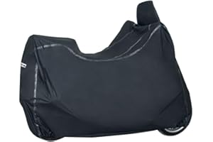 TJ MARVIN COPRISCOOTER COPRIMOTO telo impermeabile con fodera antigraffio, prolunga per parabrezza e predisposizione per bauletto C18, Nero, (203-89-165 cm)