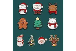 ACEWEN 10Pcs Christmas Brooch Pin Xmas Enamel Brooch Pins Cute Enamel Lapel Pin Christmas Pins for Christmas Decorations Including Christmas Tree, Gingerbread Man,Snowman, Santa, Elk