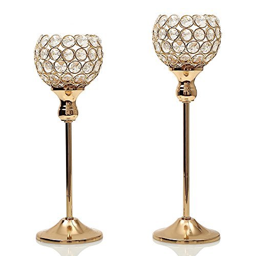 VINCIGANT Kristall Teelichthalter Kerzenständer Kerzenhalter Tischdekoration 2er set - 8