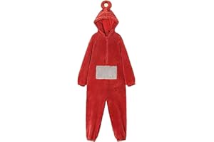 HANXIULIN Teletubbies Kostüm Erwachsene Onesie Damen Fasching Pyjama One Piece Cosplay Pajamas Kuschel Schlafanzug Party Karneval Einteiler Kuschelanzug Tele tubbies Nachtwäsche Weihnachten Tierkostüm