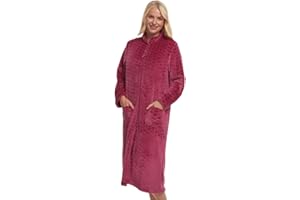 Suzy & Me Ladies Zip Front Soft Embossed Fleece Dressing Gown