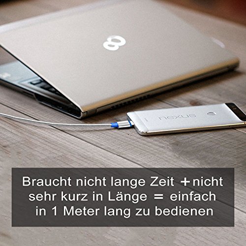Kingwell USB Typ-C 3.0 Datenkabel (USB Type-C 3.0 data cable) aus rostfreier Edelstahl Datenkabel (3,3 Ft/1M) und Ladekabel für Handy, wie Samsung, Google, Huawei etc, und Tablet mit USB Type-C Stecker, flexibel und bruchfest - 9