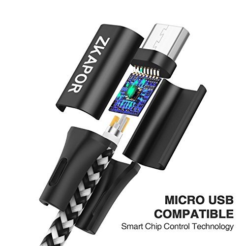 C  ble Micro USB en Nylon Tress    ZKAPOR Chargeur Samsung  2m  Lot de 3  Charge Rapide et Synchro Cordon de Donn  es C  ble USB pour Samsung Galaxy S7  S6  J3  J5  J7  Xiaomi Redmi 5  5Plus  Honor 6X  Huawei  LG  Nexus  Kindle  Echo Dot  Noir 