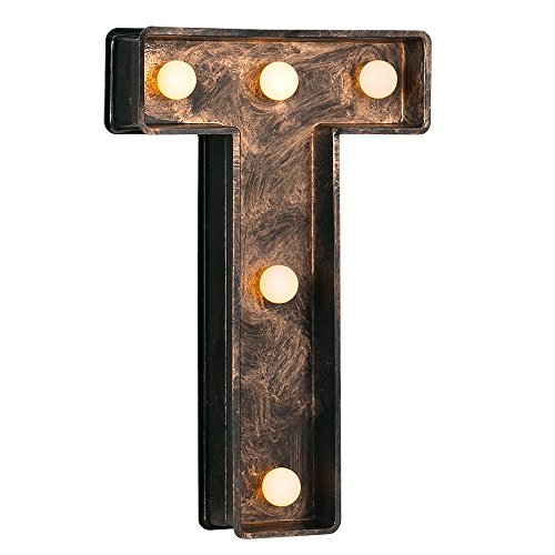 MiniSun – Decorativa letra luminosa ‘T’ con 8 luces LED blancas 