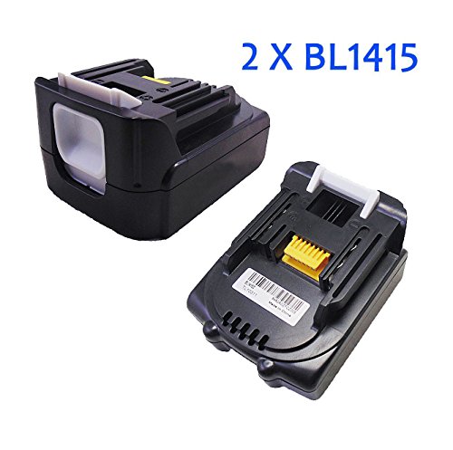 2X BL1415 Akku und DC18RA Ladegerät für Makita 194558-0 Lithium-Ionen-Akku 14,4V/1,5 Ah Akku BL1415 194558-0 - 2
