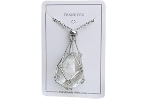 QGSIWEI Handmade Crystal Holder Necklace Stainless Steel Cage for Stone, Crystal Pendant Necklace, Quartz Gemstone Jewelry for Women Men