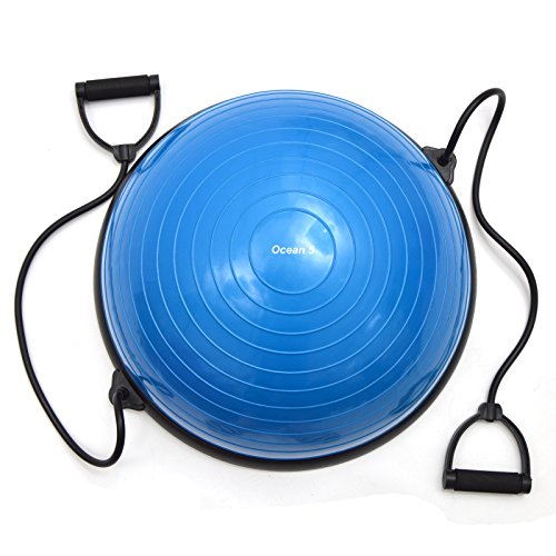 Balance Ball Pro mit Tubes für die Arme, 58cm Balancetrainer für Kraft- und Gleichgewichtstraining von Ocean5, Farbe: Blau - 2