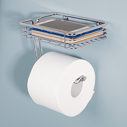 InterDesign 69150EU Classico WC-Papierrollenhalter mit Regal, Wandmontiert, chrom - 4